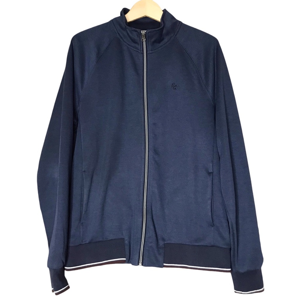 Robert Graham Full Zip Sweatshirt Cardigan Jacket Blue Cotton Blend Men's Medium